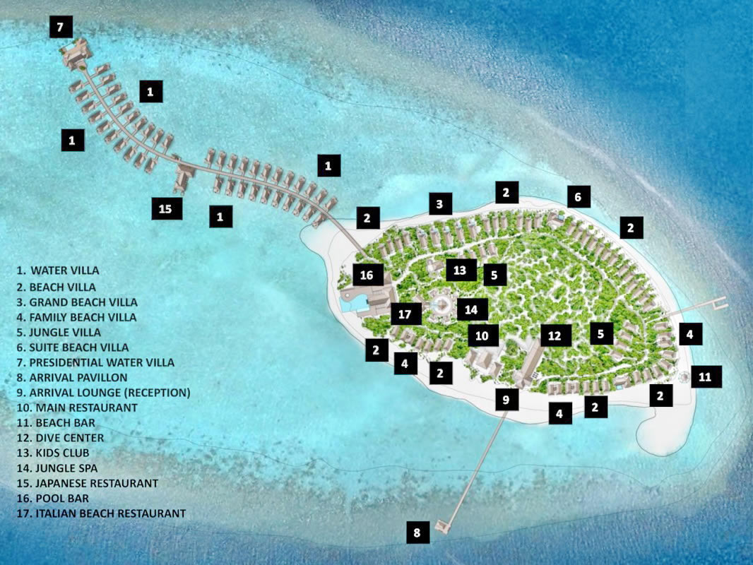 Emerald Maldives Resort Spa карта отеля